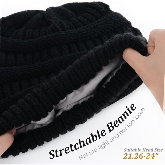 Furtalk Fleece Lined Double Layer Knit Beanie Warm Ski Skull Cap Slouchy Hat - Picture 2 of 6